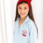 Blue Gingham Embroidered Personalised Cherry Pyjamas, thumbnail 1 of 6