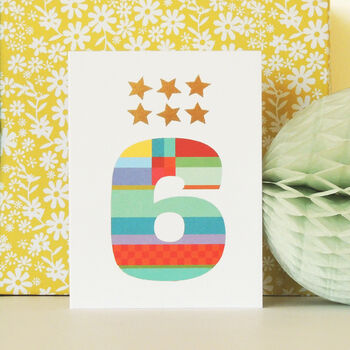 Mini Gold Star Number Six Card, 4 of 5