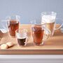 Double Wall Glass Coffee Or Tea Mug Set With Handle, thumbnail 1 of 6