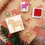 Nordic Dala Horse Christmas Rubber Stamp, thumbnail 1 of 2