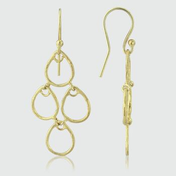 Palermo Brushed Yellow Gold Plated Art Deco Earrings, 3 of 5