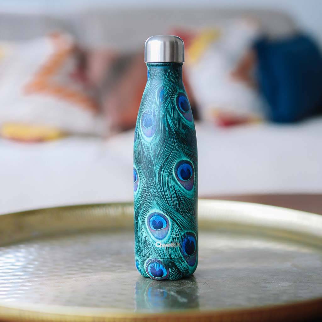 Peacock Feathers Insulated Stainless Steel Bottle, 1 of 6