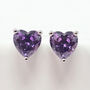 Amethyst Heart Sterling Silver Stud Gemstone Earrings, thumbnail 1 of 5