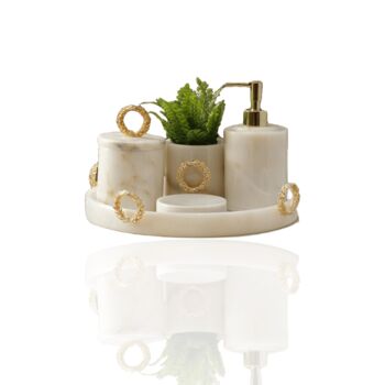 White Marble Bathroom Set With Gold Wreath Detail, 2 of 2