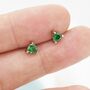 Trillion Cut Emerald Green Cz Stud Earrings, thumbnail 10 of 11