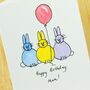 Personalised 'Bunny Birthday' Handmade Card, thumbnail 1 of 6