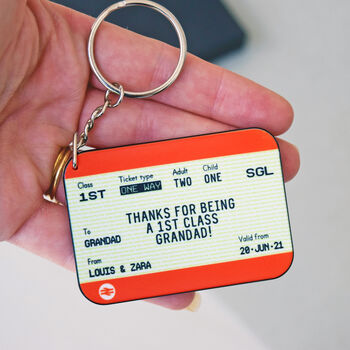 Personalised Train Ticket Keyring For Grandad, 5 of 6