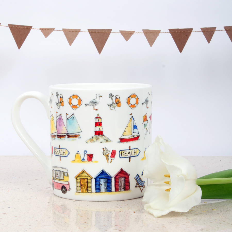 british seaside fine bone china mug by milly green