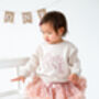 'Cute One' First Birthday Sweatshirt Jumper Personalised With Child's Name, thumbnail 2 of 5