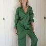 Organic Cotton Plain Green Unisex Pyjama, thumbnail 1 of 5