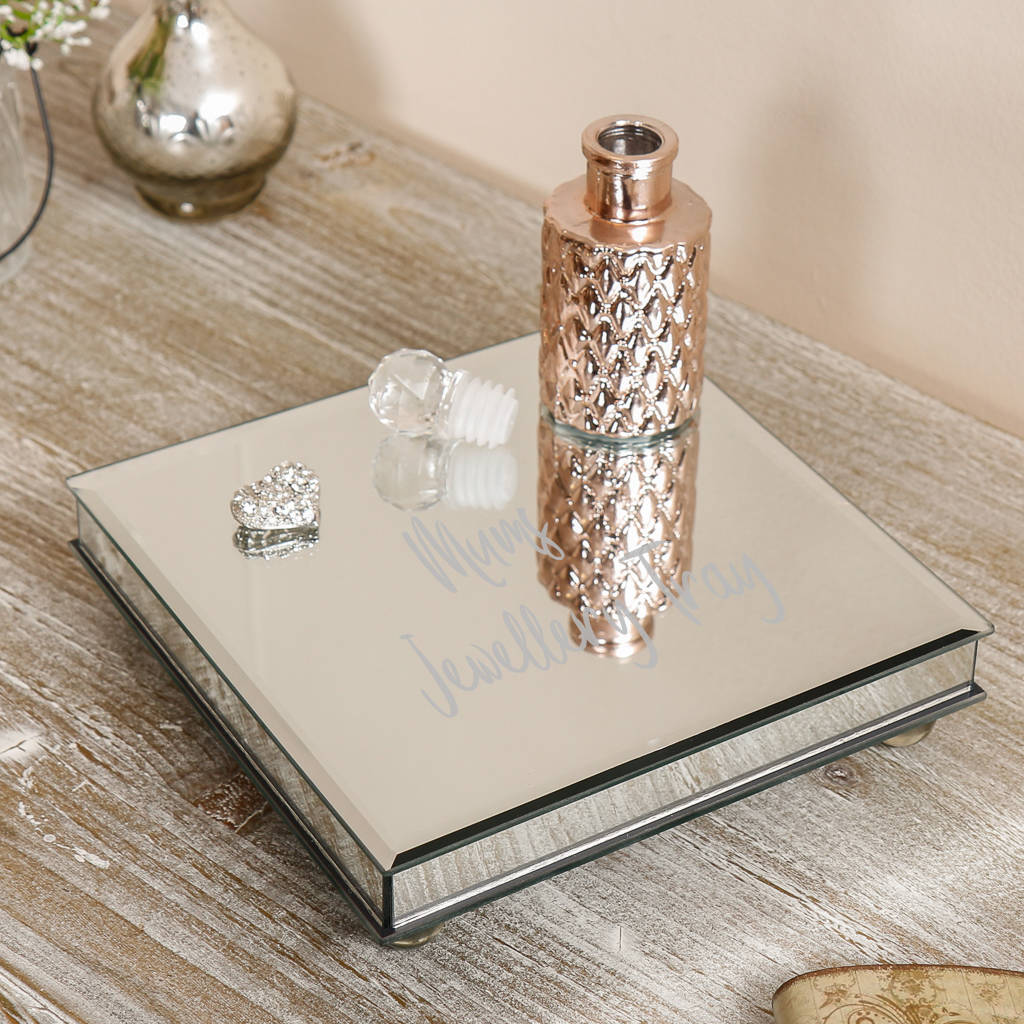 Personalised Mirrored Square Jewellery Tray By Dibor