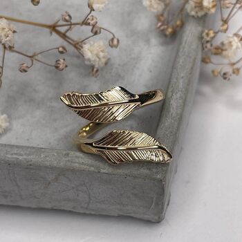 Sterling Silver Gold Plated Feather Wrap Ring, 8 of 10