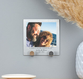 Personalised 11 Year Anniversary Steel Photo Key Hook, 2 of 4