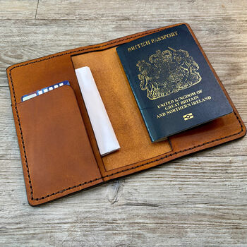 Leather Passport Holder, Burnt Tan, 2 of 7