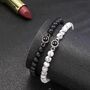 Two I Love You Black And White Beaded Couples Bracelets, thumbnail 1 of 7