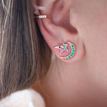 Jewelled Moon Crescent Earrings, 2 of 7