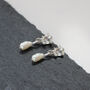 Oval Moonstone And Pearl Earrings 9ct Gold Or Silver, thumbnail 3 of 7
