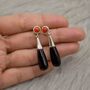 Red Coral, Black Onyx Sterling Silver Dangle Earrings, thumbnail 8 of 8