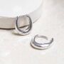 Sterling Silver Oval Huggies, thumbnail 5 of 6