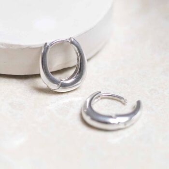 Sterling Silver Oval Huggies, 5 of 6