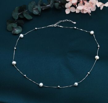 Genuine Pearl Choker Necklace Sterling Silver, 2 of 12