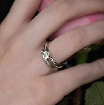 Solid Gold White Sapphire Solitaire Engagement Ring, 3 of 5