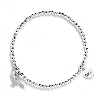 Sterling Silver Pigeon Ball Bead Bracelet With 3D Charm, 2 of 5
