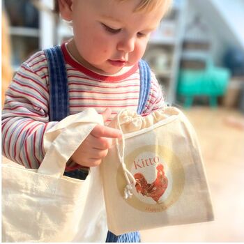 Personalised Chicken Or Rooster Easter Bag With Chocolate Mini Eggs, 2 of 5