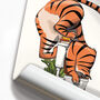 Tiger Looking In The Toilet, Funny Bathroom Cat Art, thumbnail 2 of 7