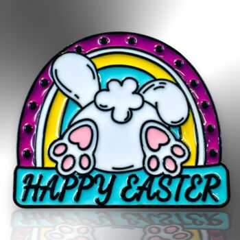 Happy Easter Bunny Paws Rainbow Enamel Pin, 3 of 8