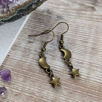 Moon And Star Charm Earrings, 6 of 6