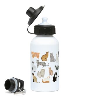 Personalised Cats Floral Water Bottle, 3 of 5