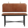 Wood Bench With Brown Leather Cushion, thumbnail 2 of 2