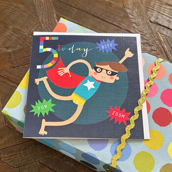 Super Hero 5th Birthday Card, 3 of 5