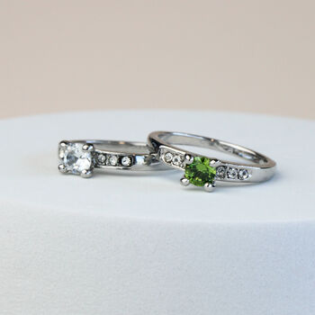 Colourful Crystal Wavy Band Silver Ring, 4 of 4