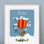 Personalised Hot Air Balloon And Animals Print, thumbnail 1 of 3