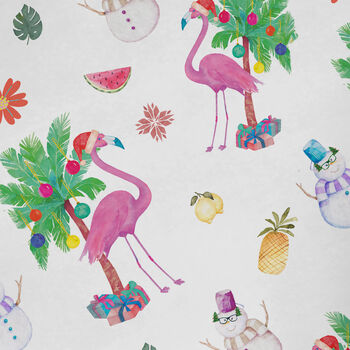 Christmas Flamingo Gift Wrapping Paper Roll Or Folded, 3 of 3