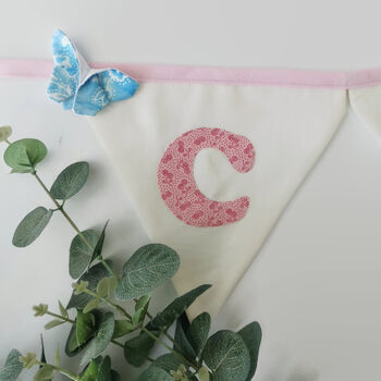Luxury Cream, Pink And Blue Personalised Name Bunting, 8 of 12