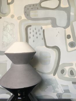 Cubist Jigsaw Wallpaper Soft Dove Grey, 3 of 7