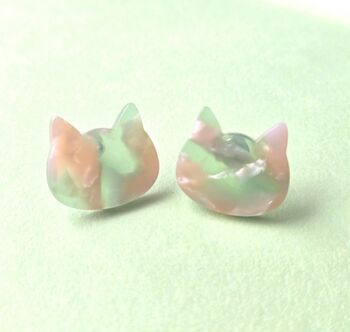 Cat Studs In Torte Effect Resin, 4 of 6