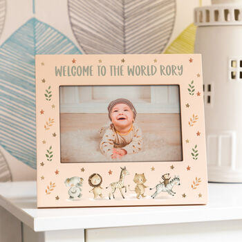 Personalised Safari Animals Pastel Picture Frame New Baby Gift, 7 of 7