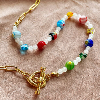 Millefiori Glass Beads With Moonstone Gemstones, 4 of 7
