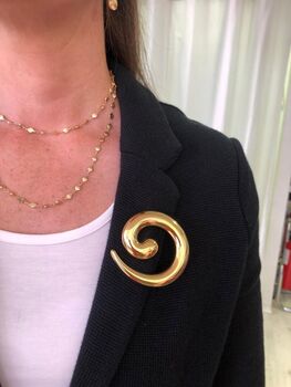 Swirl Statement Brooch In Gold Or Silver, 3 of 7