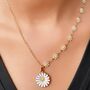 Half Turquoise Flower Charms Choker Summer Necklace, thumbnail 7 of 10