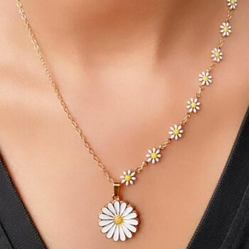 Half Turquoise Flower Charms Choker Summer Necklace, 7 of 10