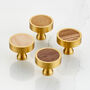 Solid Brass Gold Cupboard Door Knobs With Wooden Insert, thumbnail 1 of 7