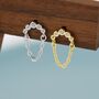 Cz Curved Bar Chained Stud Earrings In Sterling Silver, thumbnail 4 of 12
