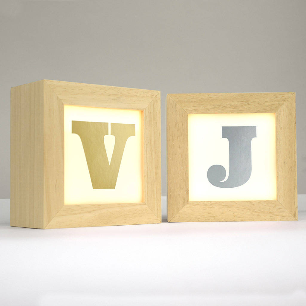 personalised metallic alphabet lightbox by sgt.smith