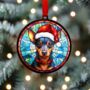 Miniature Pinscher In Santa Hat Suncatcher Decoration, thumbnail 4 of 6