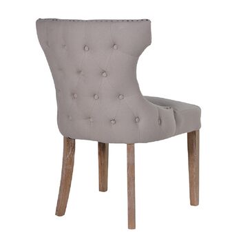 Taupe Linen Button Back Dining Chair, 2 of 2